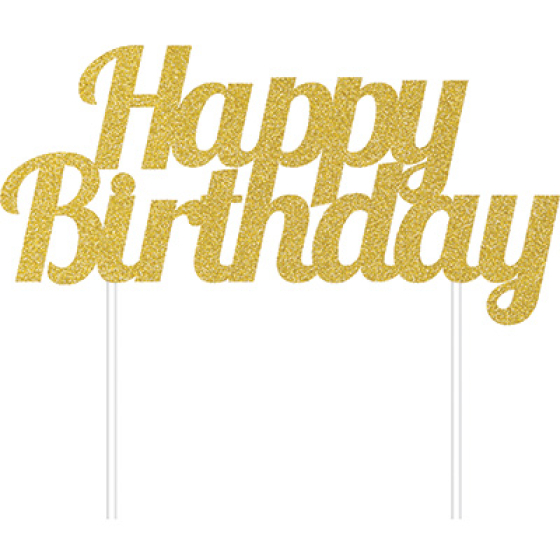 Cake Topper Happy Birthday Gold Glittered Amscan Asia Pacific