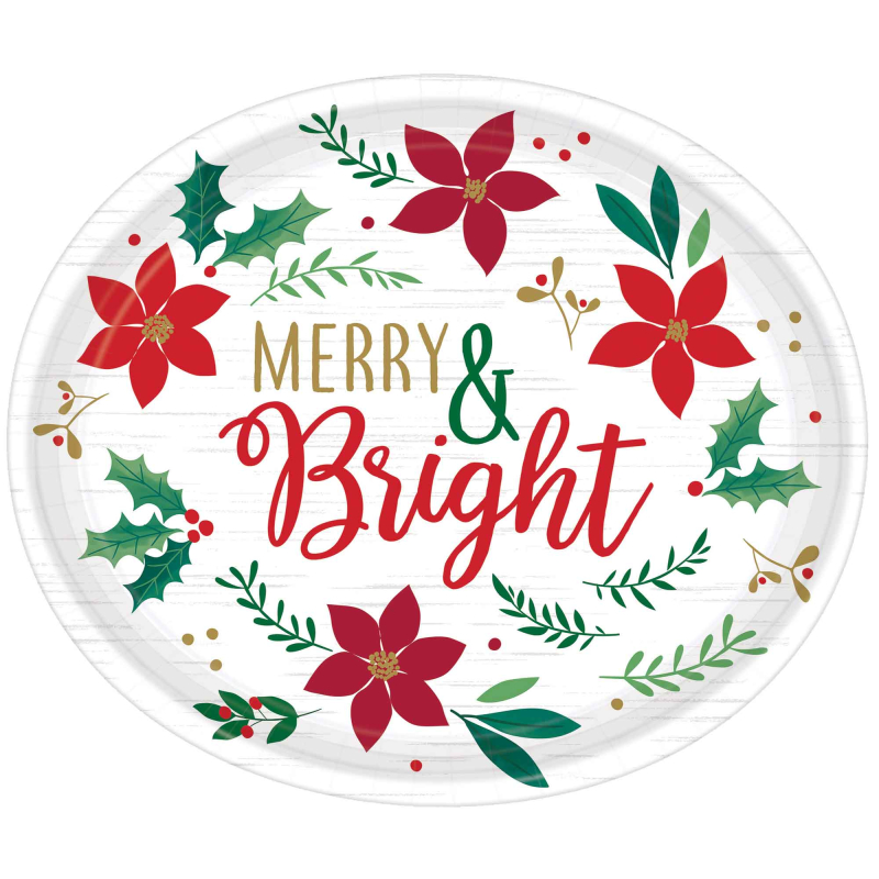 Christmas Wishes Merry &amp; Bright Oval Paper Plates : Amscan Asia Pacific