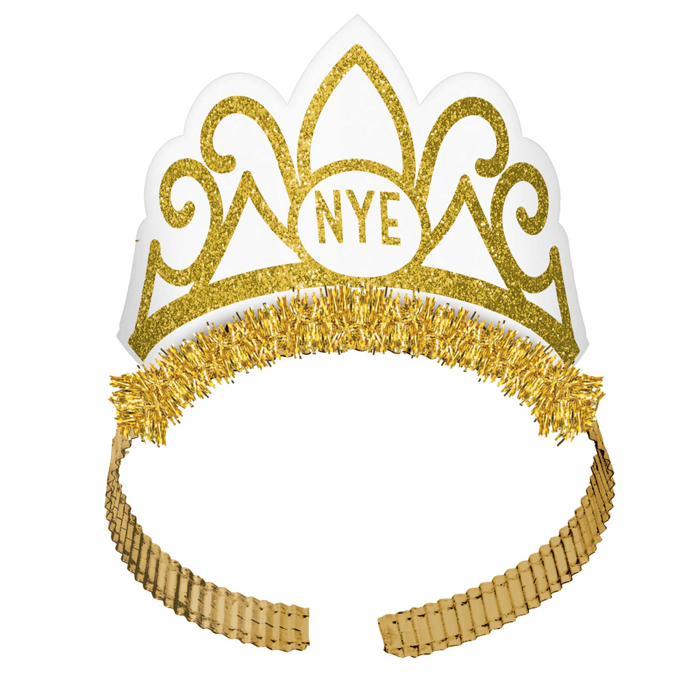 New Year NYE Tiara's Black &amp; Silver and White &amp; Gold Glittered : Amscan