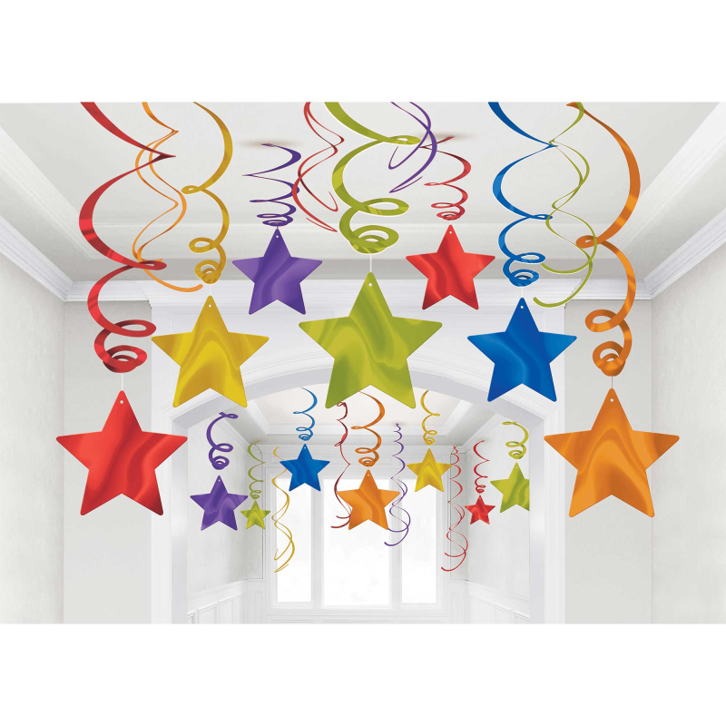 Shooting Stars Foil Mega Value Pack Swirl Decorations ...