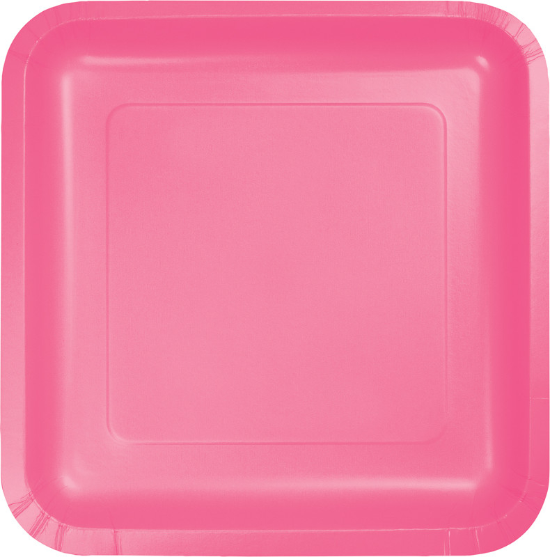 Candy Pink Square Dinner Plates Paper 23cm : Amscan Asia Pacific