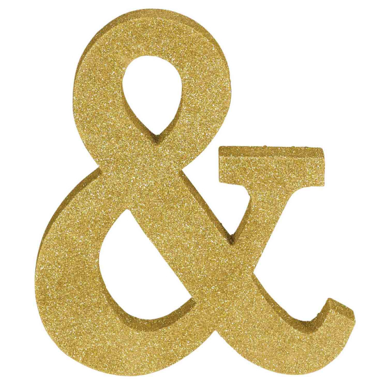 Letter Symbol Ampersand Gold Glittered Decoration MDF Amscan Asia Pacific