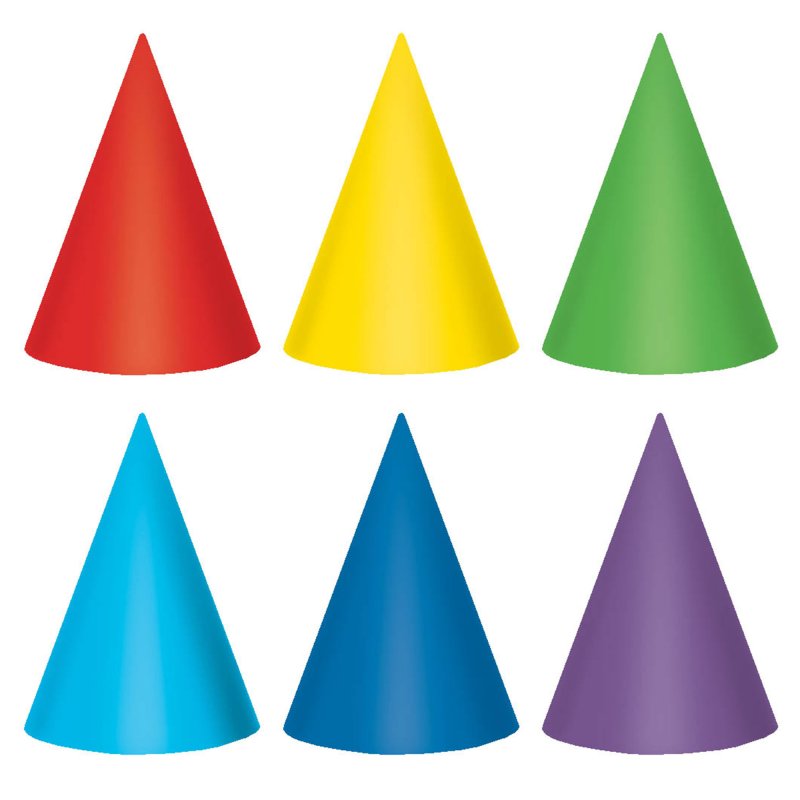Party Cone Hats 17cm Primary : Amscan Asia Pacific