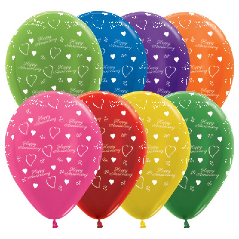 Sempertex 30cm Anniversary Metallic Assorted Latex Balloons, 25PK ...