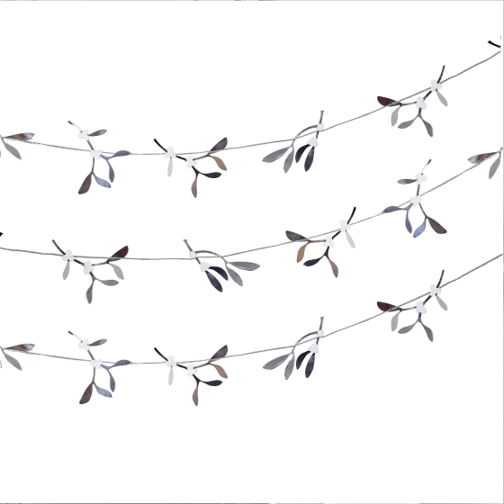 Silver Glitter Mistletoe Garland FSC : Amscan Asia Pacific