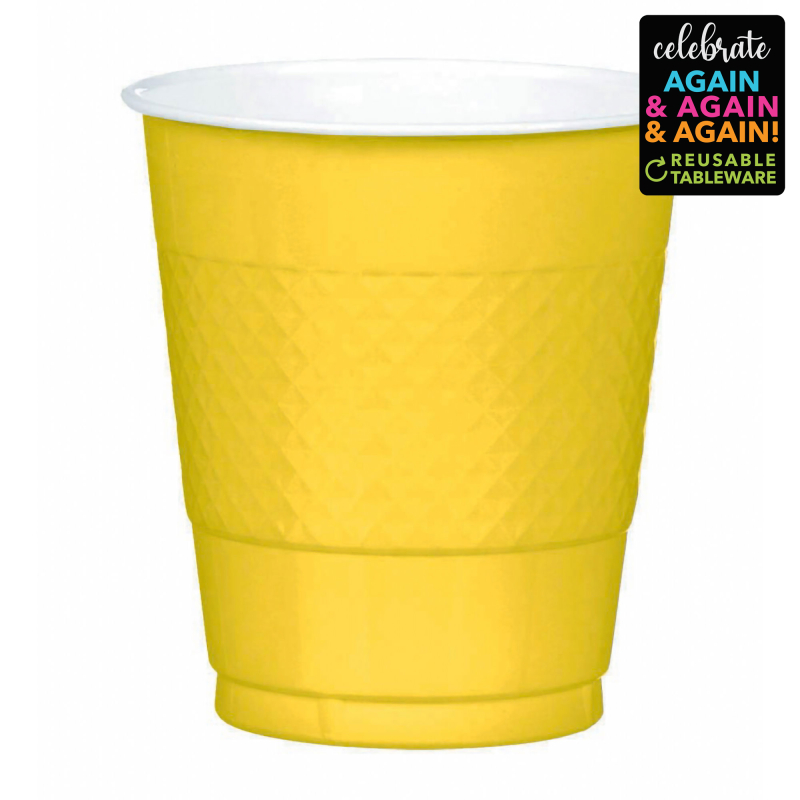 Premium Plastic Cups 355ml 20 Pack - Yellow Sunshine : Amscan Asia Pacific